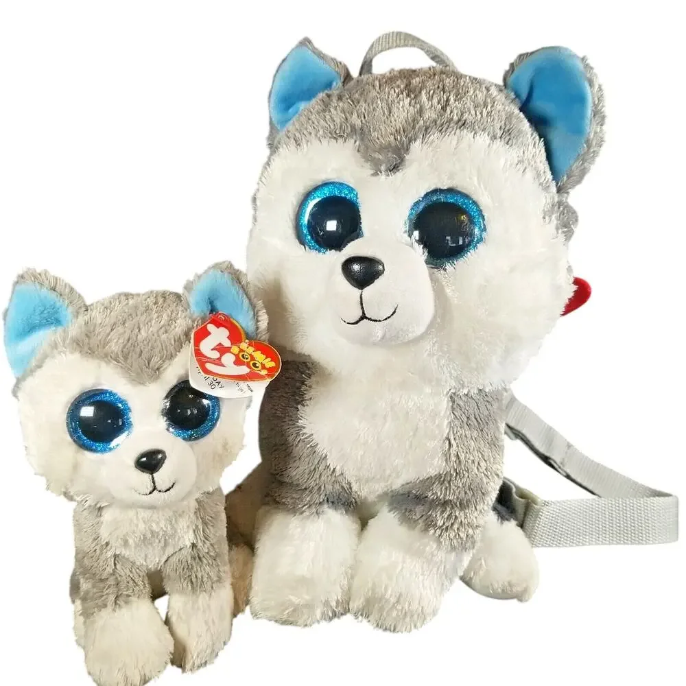 Beanie Boos Husky Dog Slush Plush Backpack, And Small Slush Stuffed Animal TY